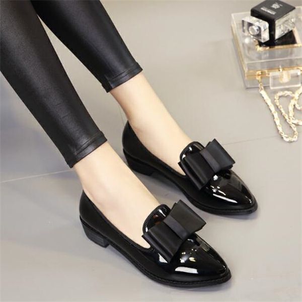 Women Loafers Fashion Ladies Patent Leather Flats Shoes Sweet Bowtie Casual Doug Shoes Ballerinas and Flats Women's Shoes