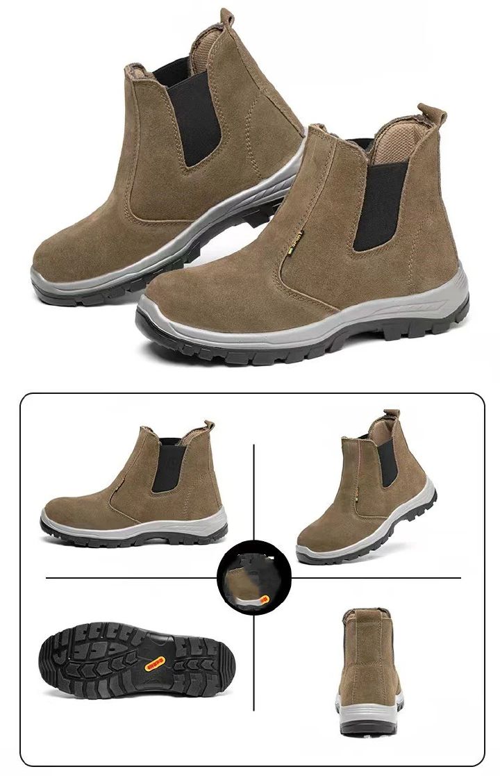 Labor protection shoes, men's cowhide breathable steel toe caps, anti impact, anti puncture, welding work shoes, construction site work shoes, safety shoes, fire shoes, electrician safety shoes.