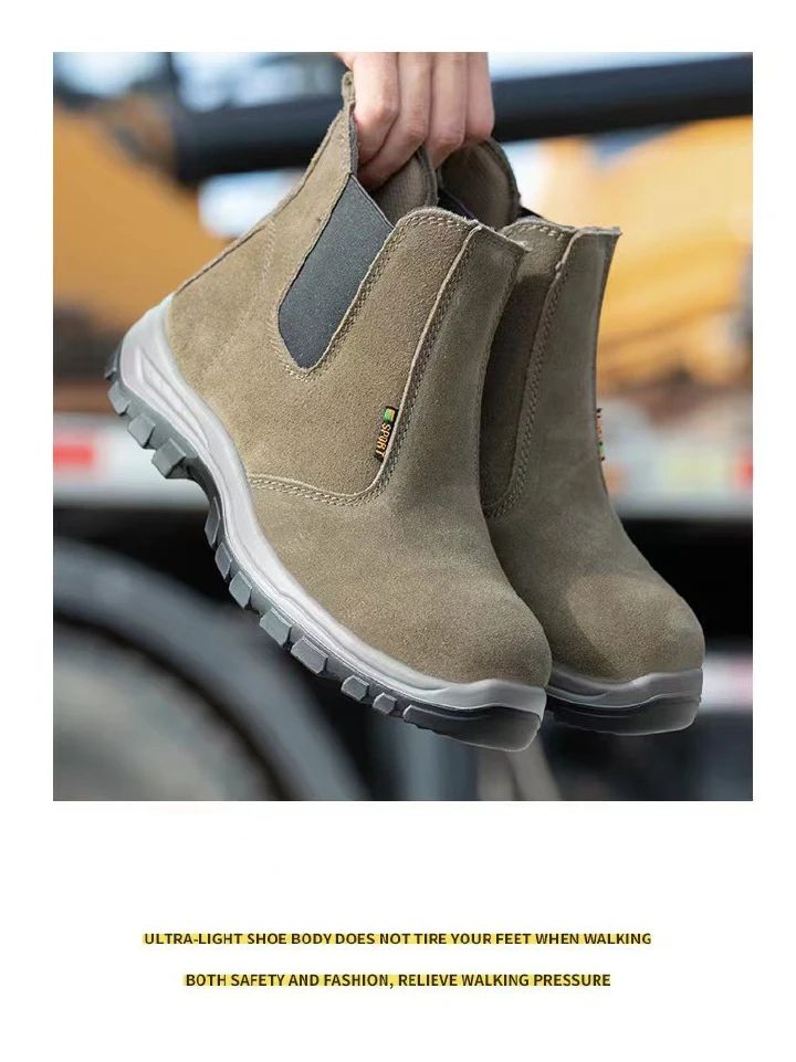 Labor protection shoes, men's cowhide breathable steel toe caps, anti impact, anti puncture, welding work shoes, construction site work shoes, safety shoes, fire shoes, electrician safety shoes.