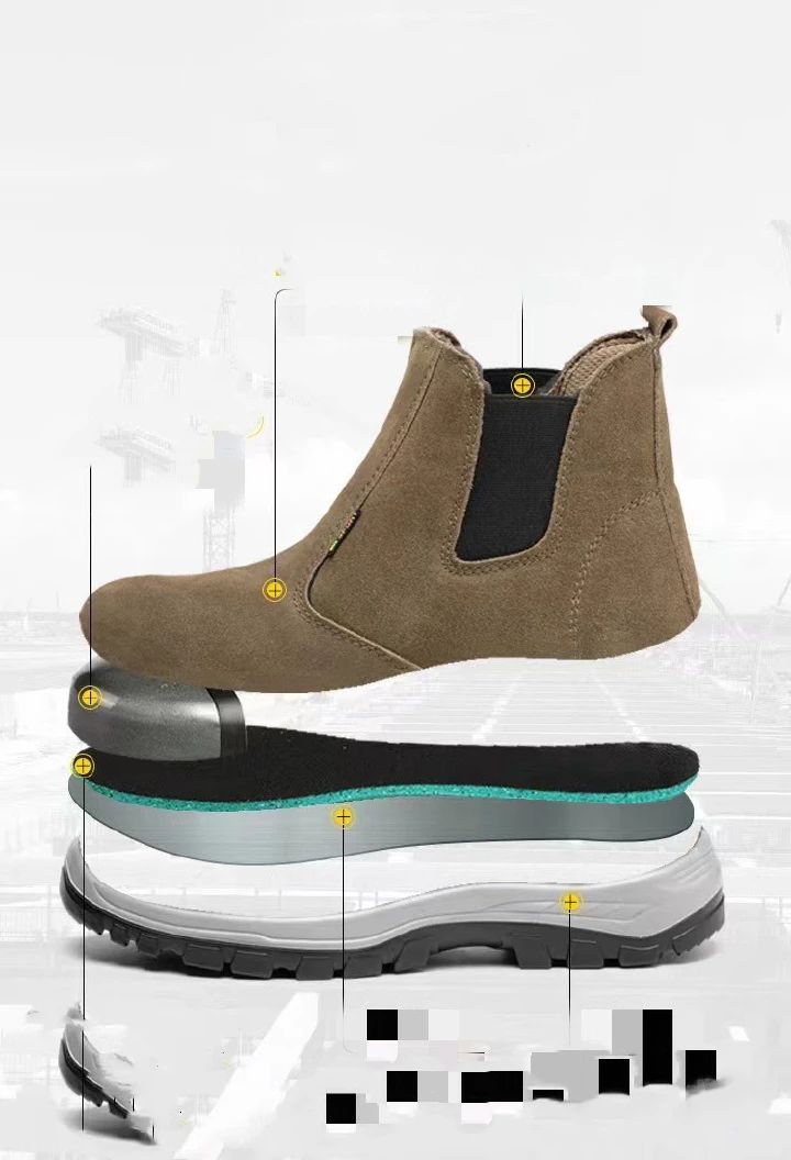 Labor protection shoes, men's cowhide breathable steel toe caps, anti impact, anti puncture, welding work shoes, construction site work shoes, safety shoes, fire shoes, electrician safety shoes.