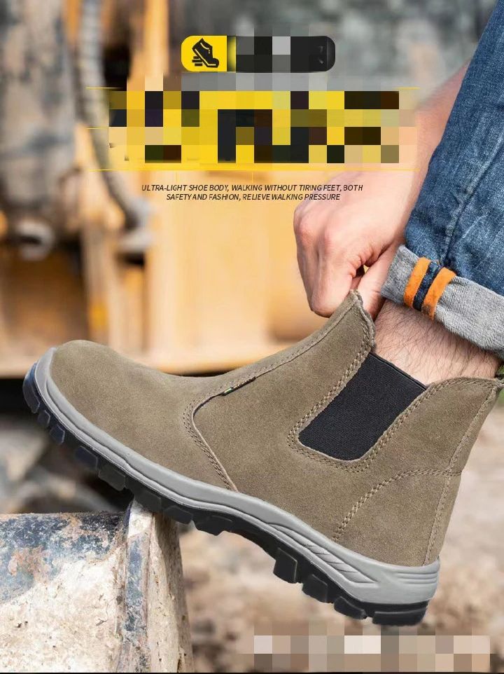 Labor protection shoes, men's cowhide breathable steel toe caps, anti impact, anti puncture, welding work shoes, construction site work shoes, safety shoes, fire shoes, electrician safety shoes.