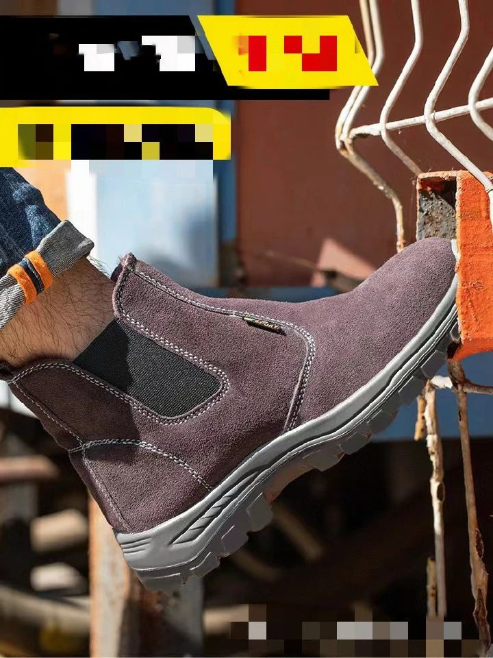 Labor protection shoes, men's cowhide breathable steel toe caps, anti impact, anti puncture, welding work shoes, construction site work shoes, safety shoes, fire shoes, electrician safety shoes.