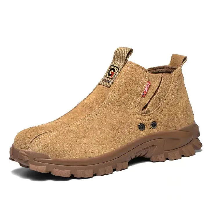 Labor protection shoes, men's cowhide breathable steel toe caps, anti impact, anti puncture, welding work shoes, construction site work shoes, safety shoes, fire shoes, electrician safety shoes.