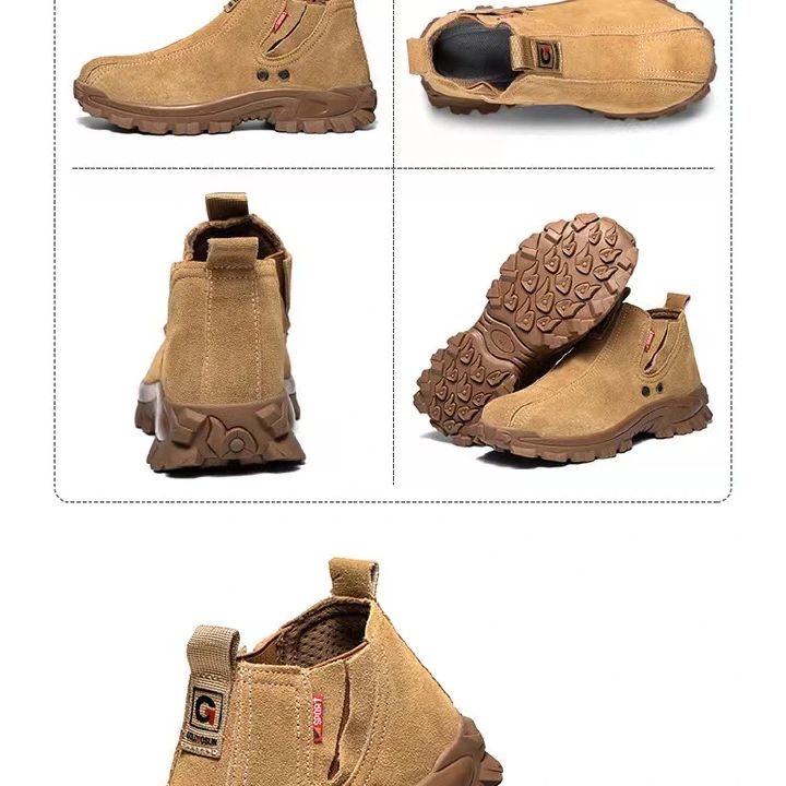 Labor protection shoes, men's cowhide breathable steel toe caps, anti impact, anti puncture, welding work shoes, construction site work shoes, safety shoes, fire shoes, electrician safety shoes.