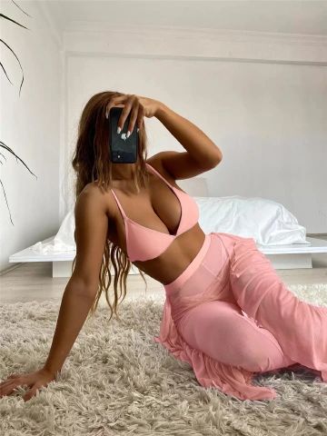 Women's 3 Piece Swimsuit Solid Halter Bikini Set with Ruffle Sheer Cover Up