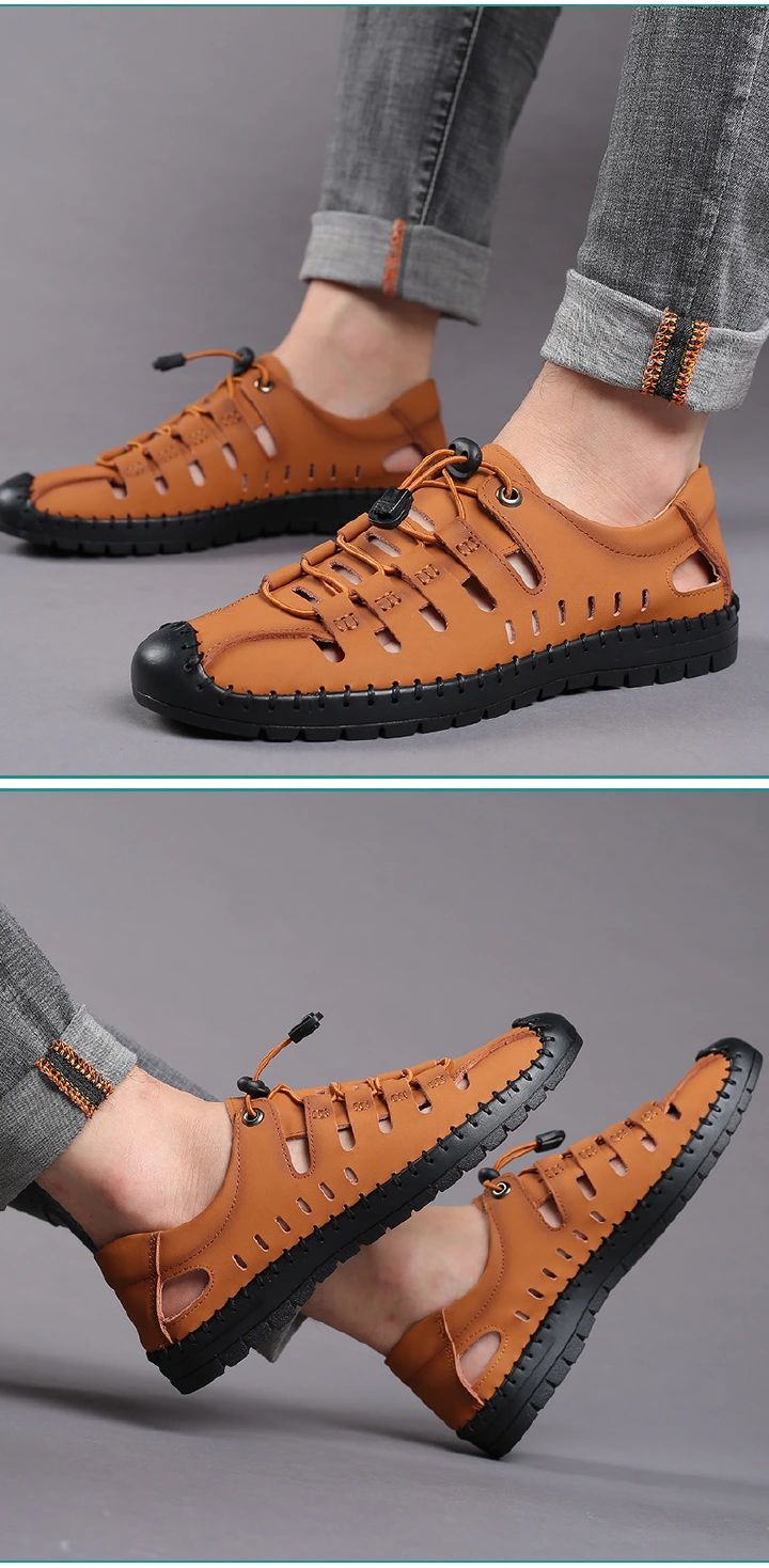 Men's sandals, oversized men's shoes, beach shoes, men's casual leather shoes, water shoes, driving shoes, breathable shoes, fashionable casual men's shoes.