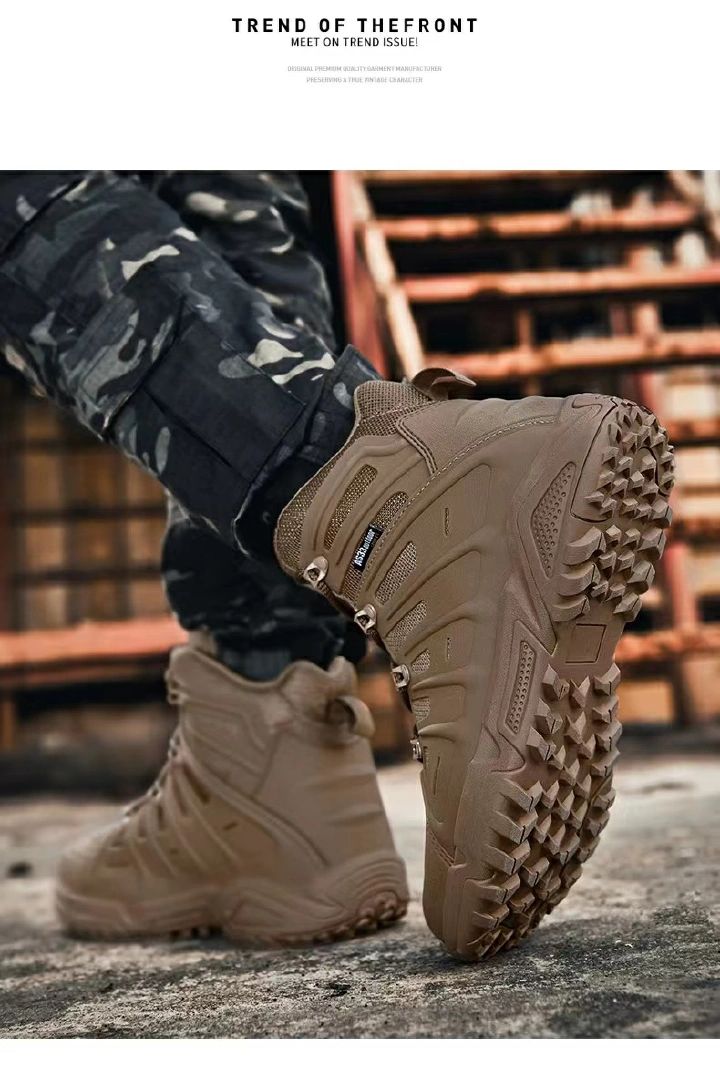 Men's breathable large special forces military boots, battlefield short boots, wear-resistant training boots, outdoor hiking and mountain climbing shoes, large men's shoes