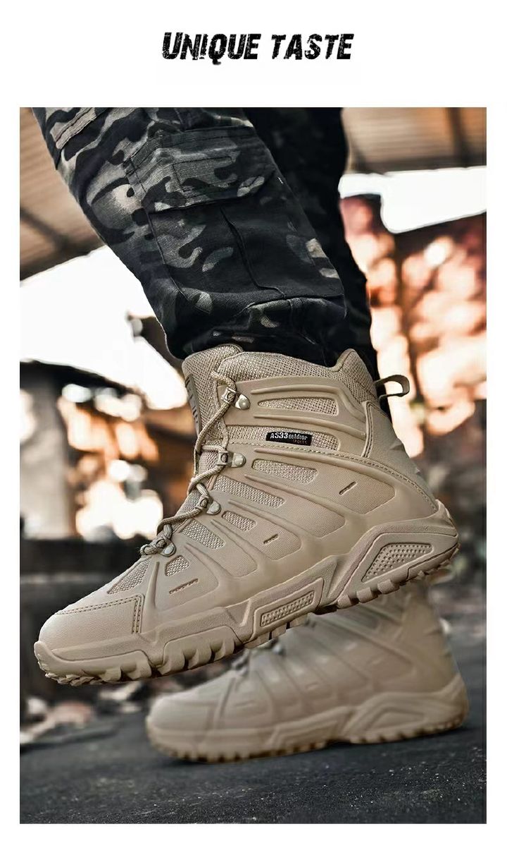 Men's breathable large special forces military boots, battlefield short boots, wear-resistant training boots, outdoor hiking and mountain climbing shoes, large men's shoes