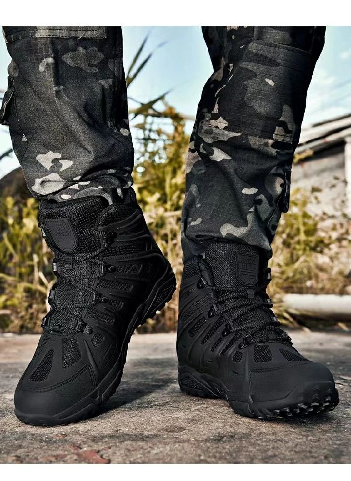 Men's breathable large special forces military boots, battlefield short boots, wear-resistant training boots, outdoor hiking and mountain climbing shoes, large men's shoes