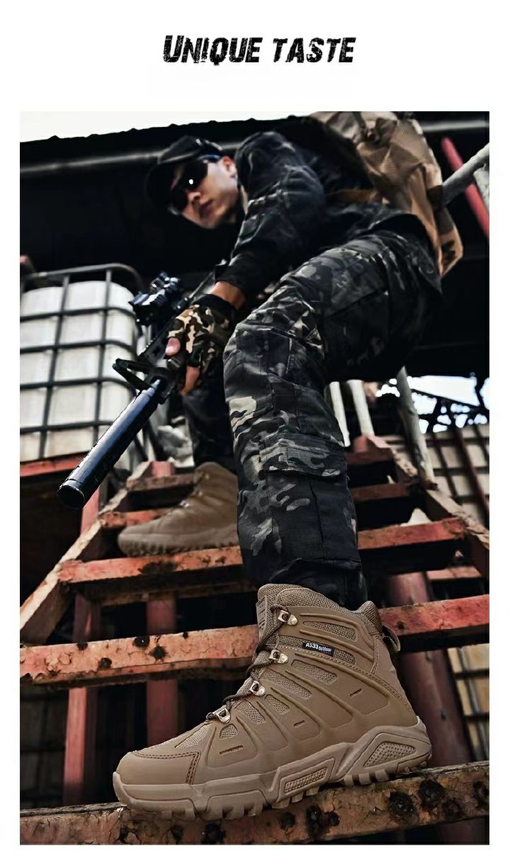 Men's breathable large special forces military boots, battlefield short boots, wear-resistant training boots, outdoor hiking and mountain climbing shoes, large men's shoes