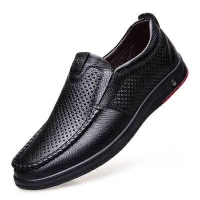 2025 Newly Men's Summer Loafers Shoes Genuine Leather Soft Man Casual Slip-on Cutout Shoes Cowhide Summer Loafers