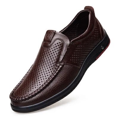 2025 Newly Men's Summer Loafers Shoes Genuine Leather Soft Man Casual Slip-on Cutout Shoes Cowhide Summer Loafers