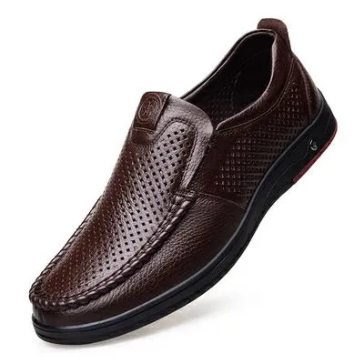 2025 Newly Men's Summer Loafers Shoes Genuine Leather Soft Man Casual Slip-on Cutout Shoes Cowhide Summer Loafers