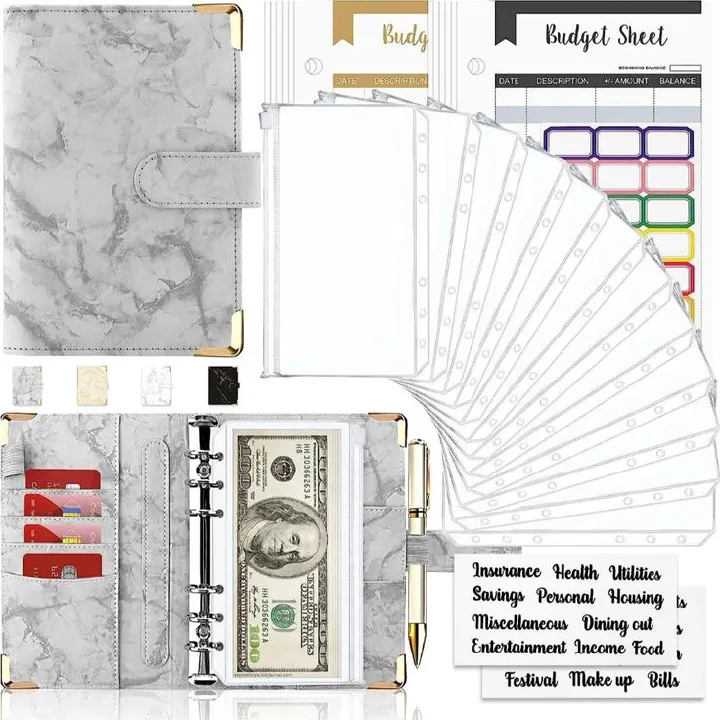 Nwt A6 Budget Planner Cash Money  Binder, Pages, Envelopes & Label Stickers | Color: Gray/White