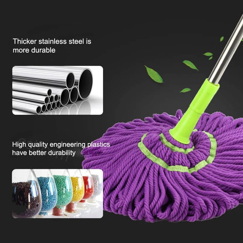 (CLEANING MADE EASY)Self Wringing Twist Mop The ratchet in the handle helps twist and wring water out of the mop head to save your effort and keep hands dry

Microfiber Head With a microfiber head, th