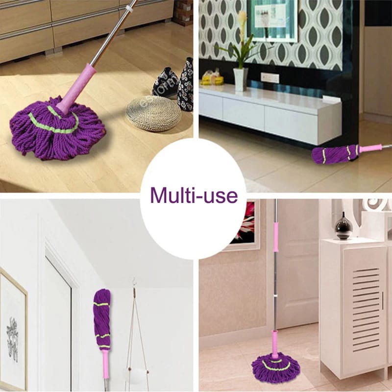 (CLEANING MADE EASY)Self Wringing Twist Mop The ratchet in the handle helps twist and wring water out of the mop head to save your effort and keep hands dry

Microfiber Head With a microfiber head, th