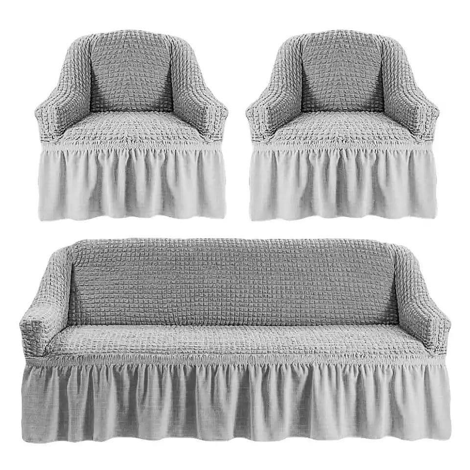 slip cover, which is cotton, tailored and ultra soft. The suitable design adds cozy feel to your home and as well protects your seats from dirt and any form of damage. The seat covers are stretchable