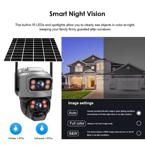 SIM CARD V380 Dual Lens 4G Camera Solar PIR Human Detection Night Vision Waterproof Security Video IP Camara 4mp Battery CCTV Monitor