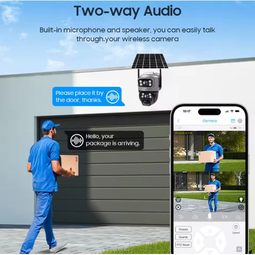 SIM CARD V380 Dual Lens 4G Camera Solar PIR Human Detection Night Vision Waterproof Security Video IP Camara 4mp Battery CCTV Monitor