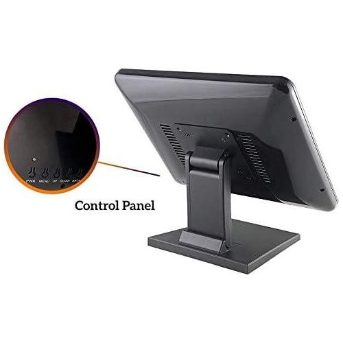Point of sale Touch monitor15-Inch Capacitive LED Multi-Touch Monitor, True Flat Seamless Design Touchscreen with Metal POS Stand, for Office, POS, Retail, Restaurant, Bar, Gym, Warehouse