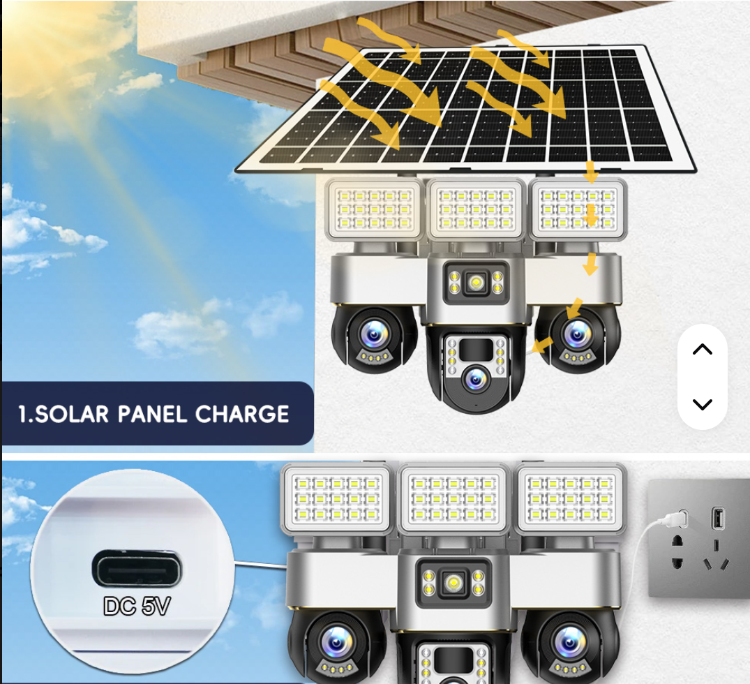V380Pro 4G Triple Lens Solar Security Cameras – Advanced Wireless Outdoor Surveillance