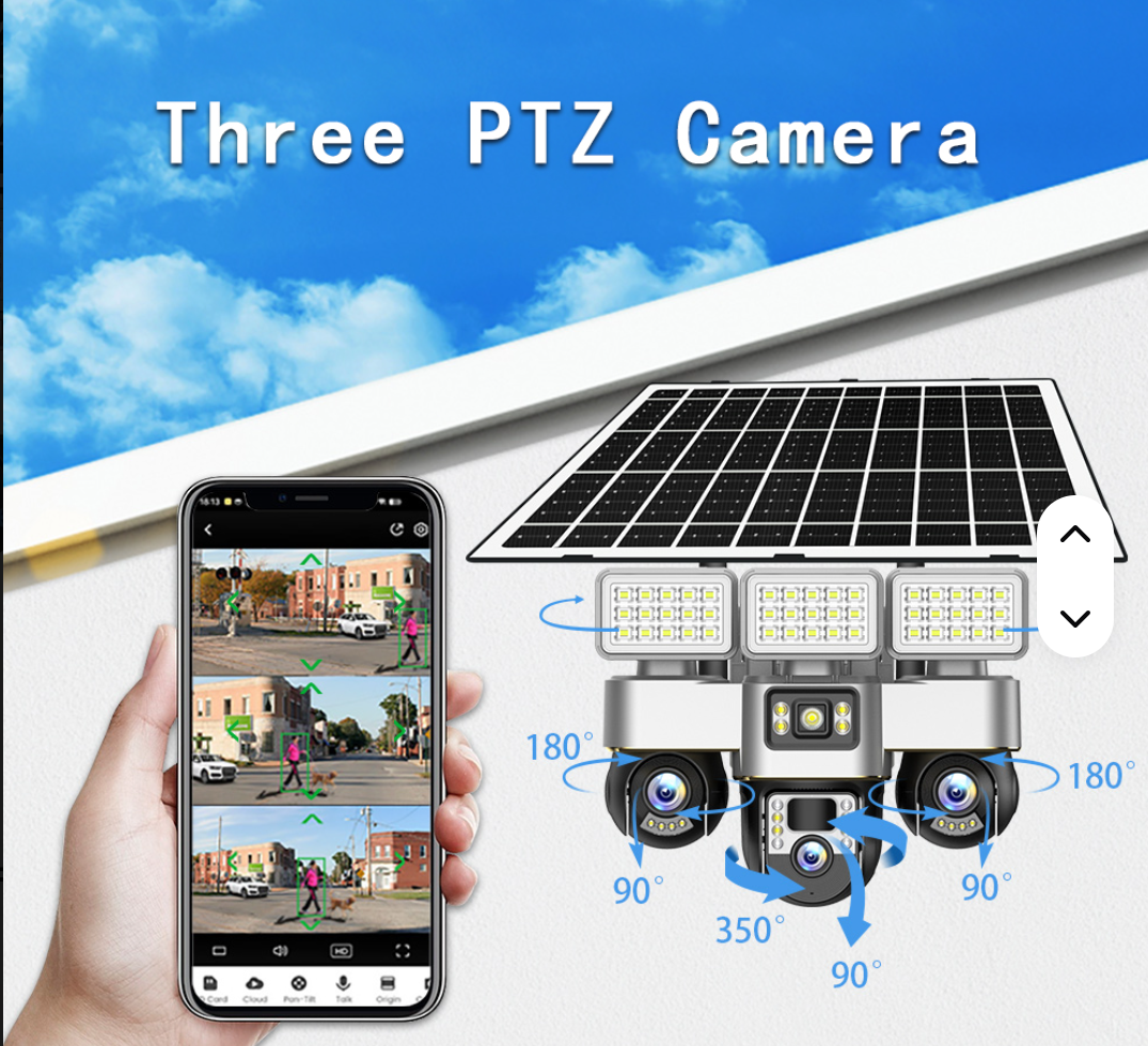 V380Pro 4G Triple Lens Solar Security Cameras – Advanced Wireless Outdoor Surveillance