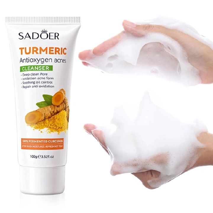 Tumeric Anti-oxidation Facial cleanser 100g Skin Care Cleaner Shrink Pore Deep Cleaning Care Skin Rejuvenation moisturizing Face Wash Oil Control
