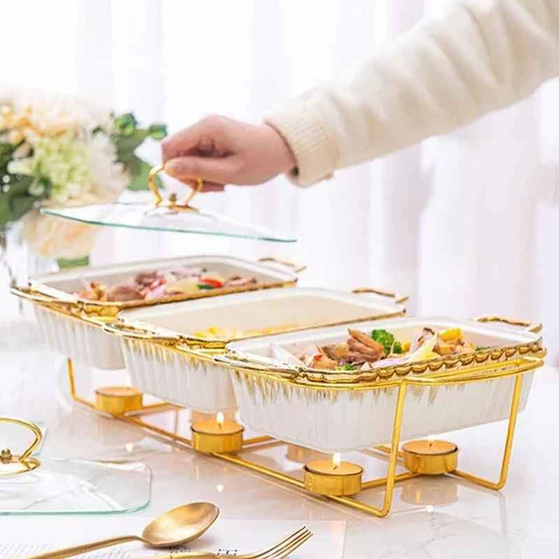 Hot pot chaffing dishes set of three