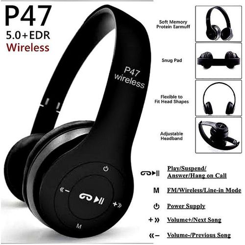 Brand New P47 Wireless Bluetooth Headphones headsets with memory card slot Re-chargeable over ear earphones