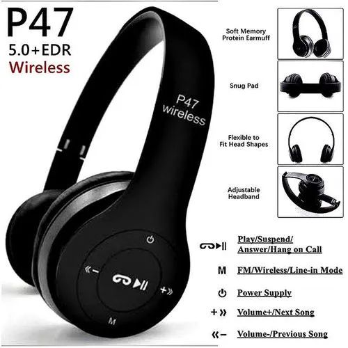 Brand New P47 Wireless Bluetooth Headphones headsets with memory card slot Re-chargeable over ear earphones