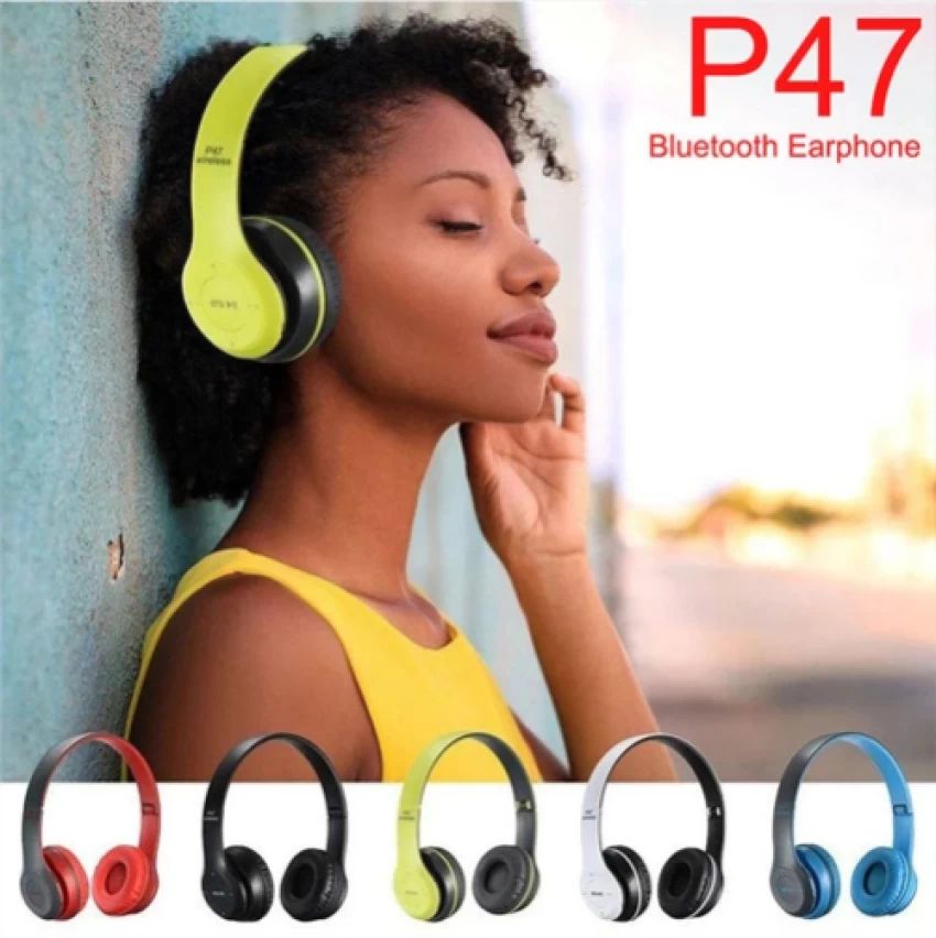 Brand New P47 Wireless Bluetooth Headphones headsets with memory card slot Re-chargeable over ear earphones