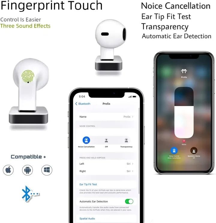 Oraimo Pro 5s Mini Powerful Bluetooth Wireless Earpods earphones, Smart Touch Control, Premium Deep Bass for Music, Noise Cancellation, Transparency, Waterproof, Compatible with All Devices.