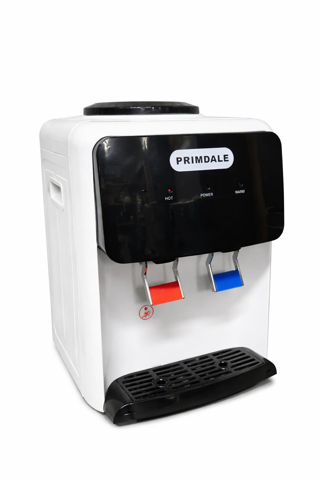 Primdale Table Top Hot & Normal Water Dispenser, specifically identified as model YT-24. It is designed as a compact, space-saving tabletop unit suitable for homes, offices, or small shops.
