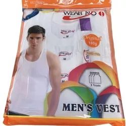 Men's Cotton Vests- 3 pcs in 1 pack (100% Cotton- All White). Sizes: M,L,XL,XXL,3XL