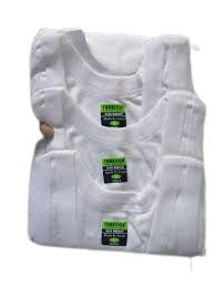Men's Cotton Vests- 3 pcs in 1 pack (100% Cotton- All White). Sizes: M,L,XL,XXL,3XL