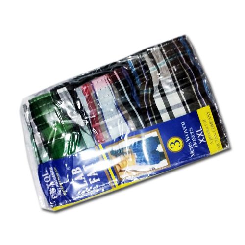 3 Pcs Men's Boxer Shorts-100% Cotton (Checked). Sizes: M,L,XL,XXL