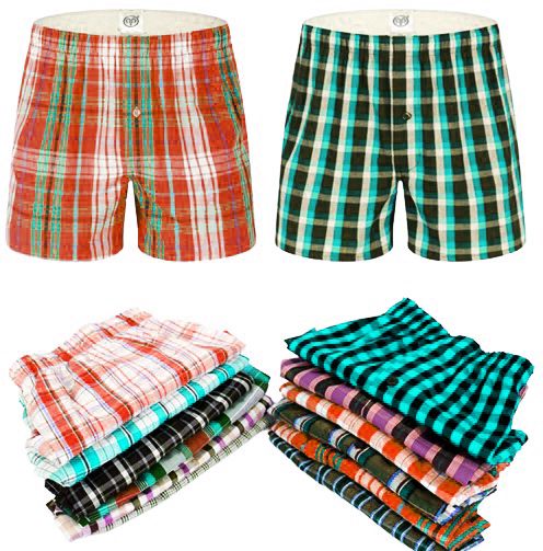 3 Pcs Men's Boxer Shorts-100% Cotton (Checked). Sizes: M,L,XL,XXL