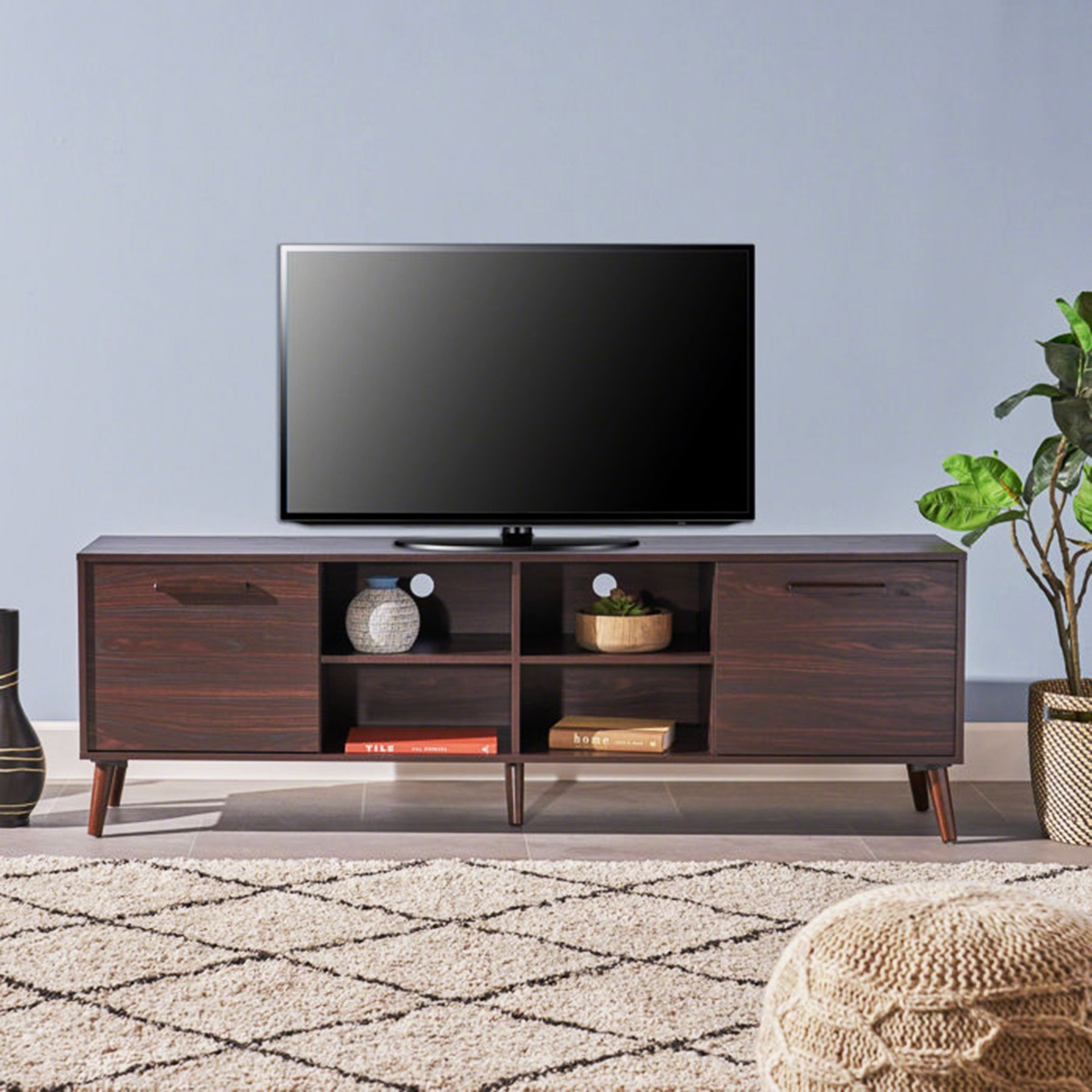Roman Wallnut Modern Wooden TV Stands 4FT