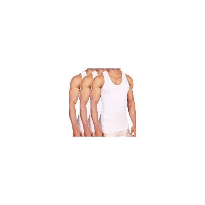 Men's Vests- 3 pcs in 1 pack (100% Cotton- All White)