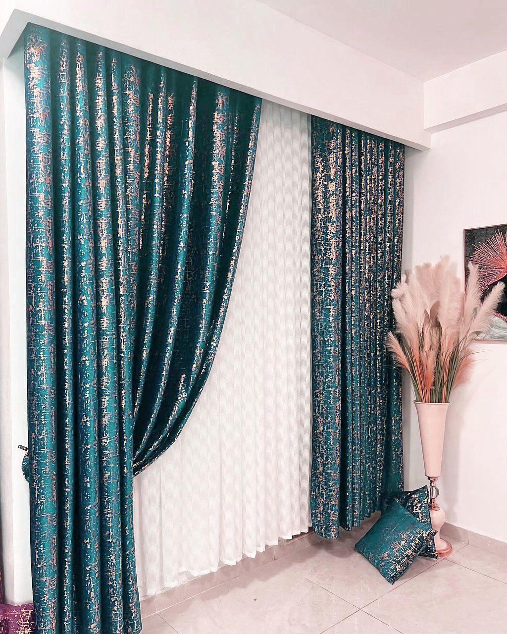 Classic Heavy Velvet Curtains -3pcs, 1.5m Each +3m - Sheer