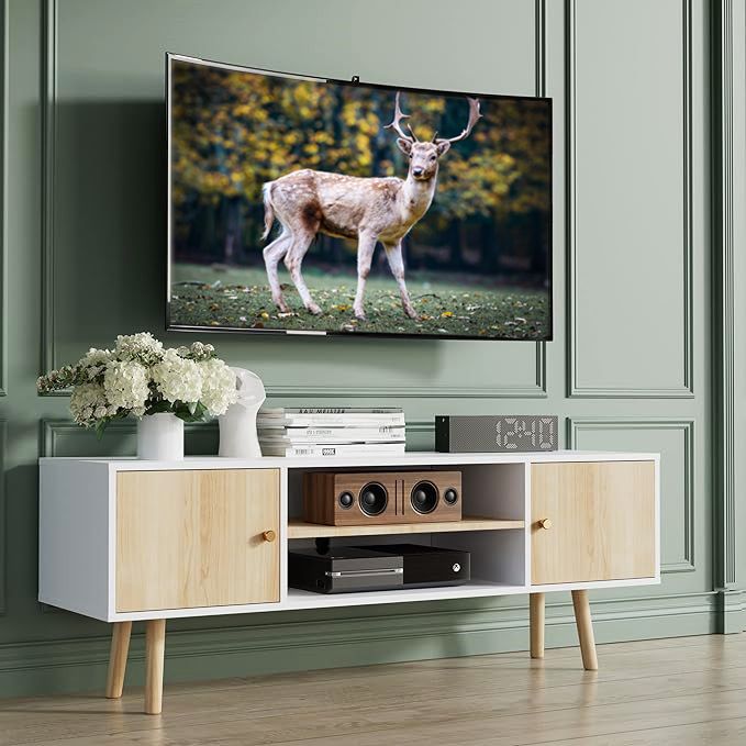 PARA Modern Wooden TV Stand - 5FT (brown and white)