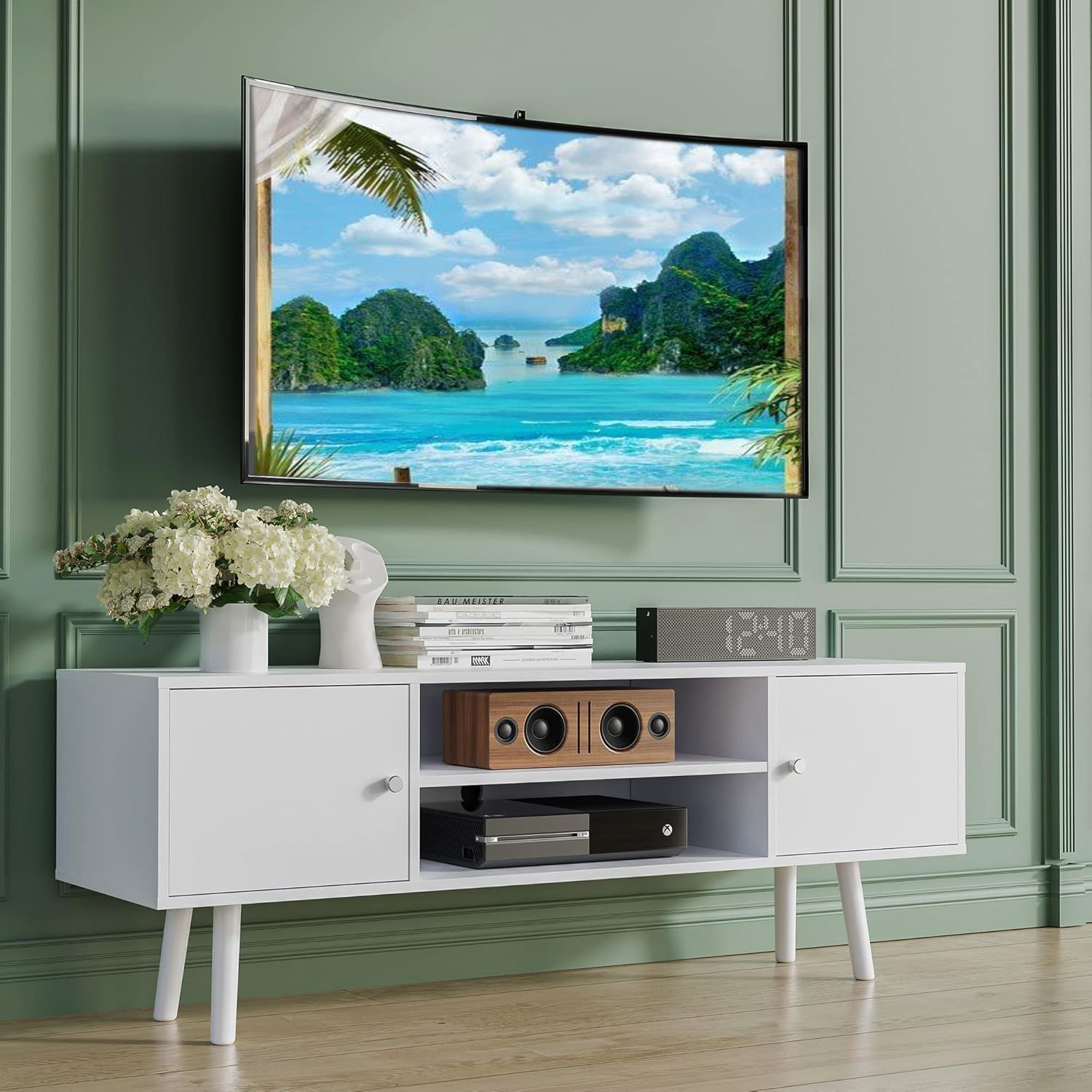 PARA Modern Wooden TV Stand - 5FT (brown and white)