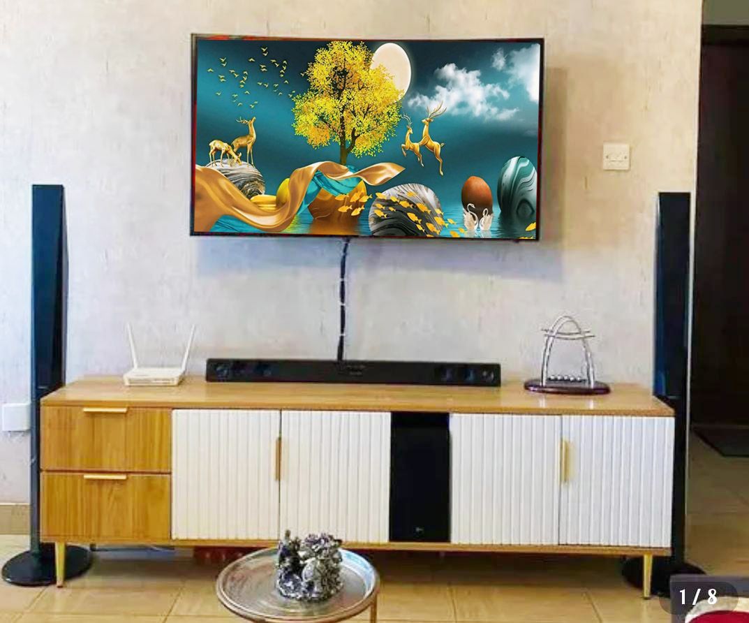 MISISSIPPI TV STAND - 5FT with Cabinet Storage and Open Shelves for 55, 65 Inch