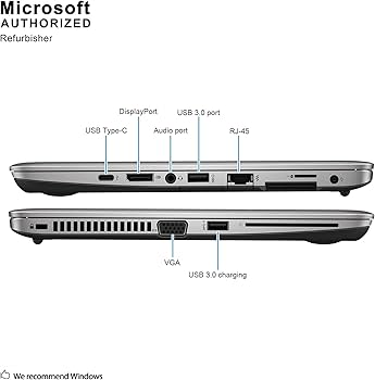 Refurbished Hp Elitebook 820 G3 Notebook  Intel Core i5 6th Gen  8GB Ram 256gb ssd 12.5" Laptops with Windows 10 Office 2019 Silver