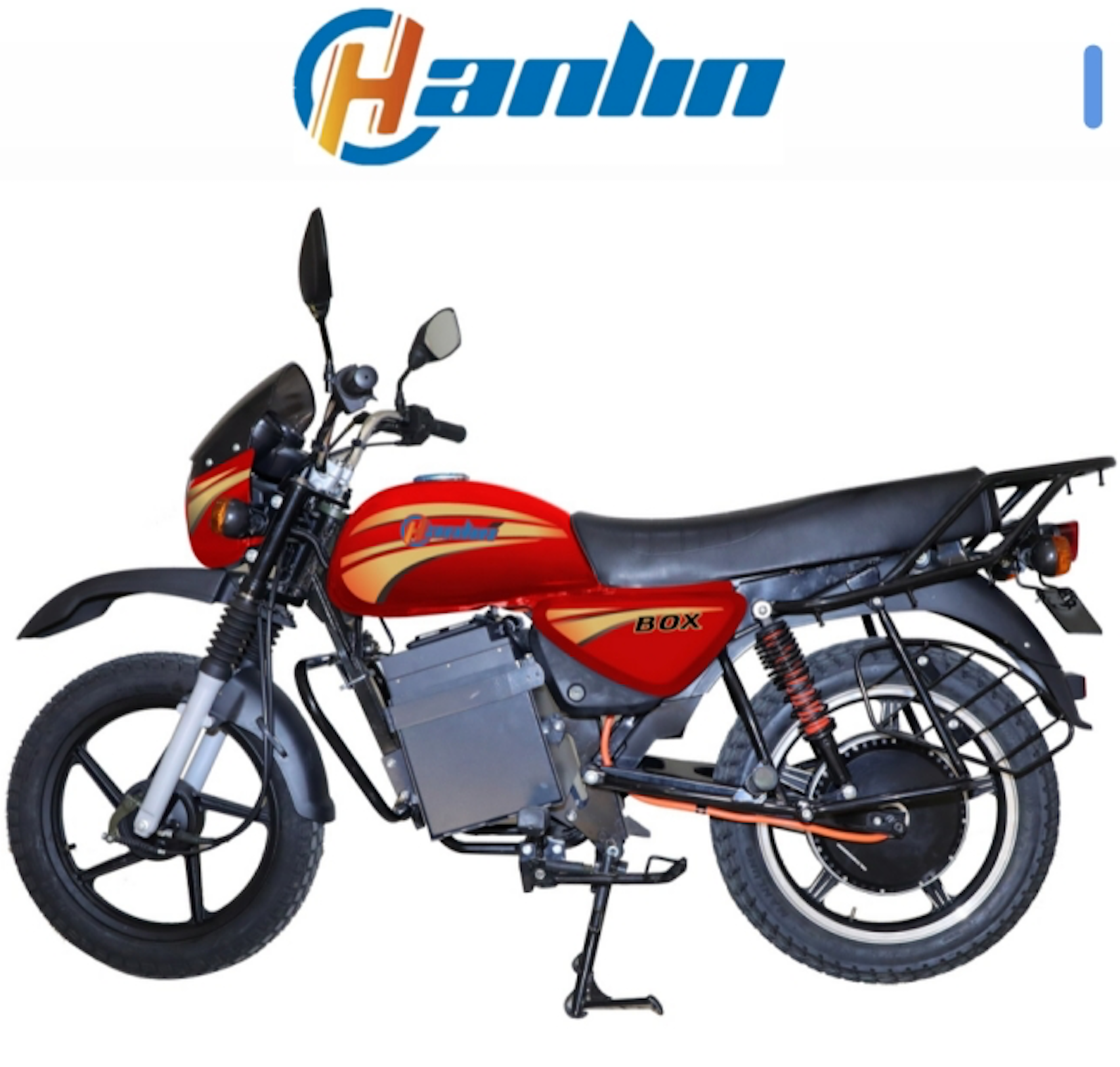 Hanlin Electric Motorbike - BOX ELECTRIC MOTORCYCLE, Electric Motorcycle 4000W Brushless, Charge at home -220V, Max Speed - 80Km/h, Loading Capacity -  200KG,  with Two Lithium Batteries - 72V 60AH