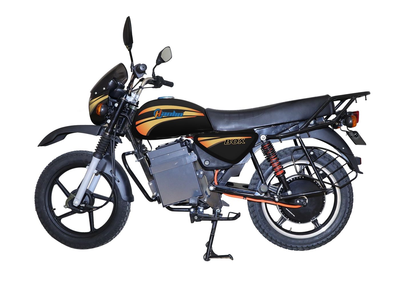 Hanlin Electric Motorbike - BOX ELECTRIC MOTORCYCLE, Electric Motorcycle 4000W Brushless, Charge at home -220V, Max Speed - 80Km/h, Loading Capacity -  200KG,  with Two Lithium Batteries - 72V 60AH