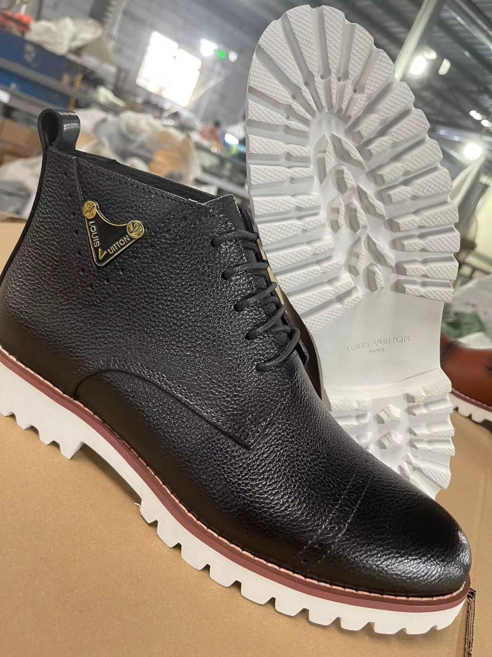 Luis Vuitton Leather Quality Boots Men Fashion LV boots  Black Brown Grey Sizes 40-45
