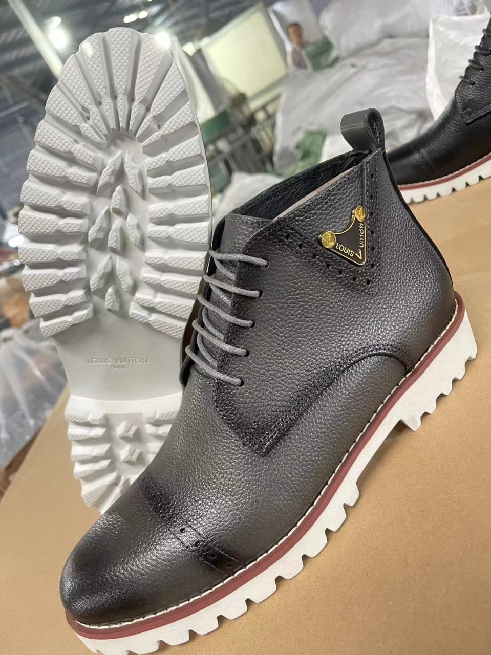 Luis Vuitton Leather Quality Boots Men Fashion LV boots  Black Brown Grey Sizes 40-45