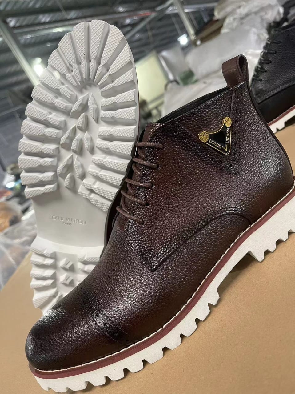 Luis Vuitton Leather Quality Boots Men Fashion LV boots  Black Brown Grey Sizes 40-45