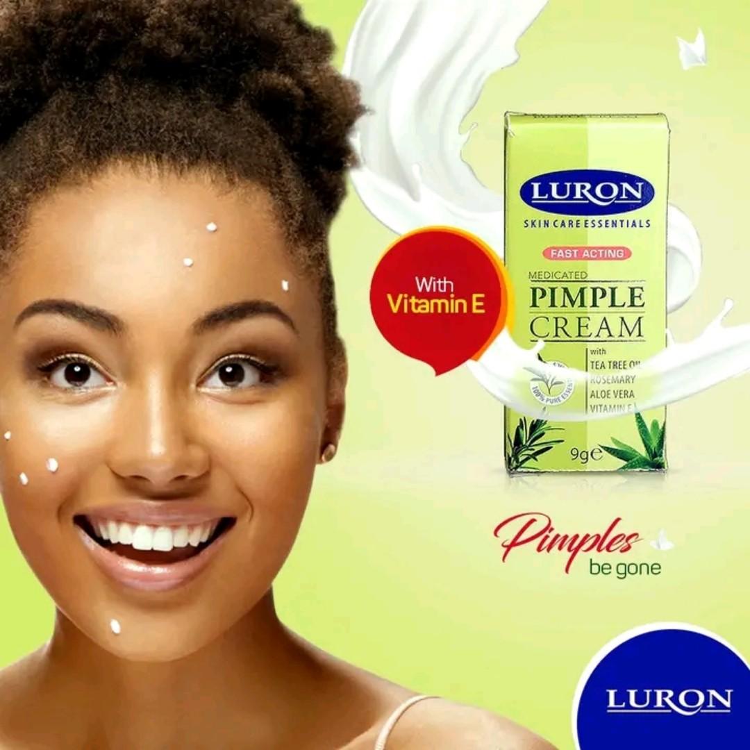 Luron Fast acting Medicated Pimple Cream for clear skin, reduced pimples, blackheads, whiteheads & blemishes. The cream is made of natural ingredients and also suitable for acne.